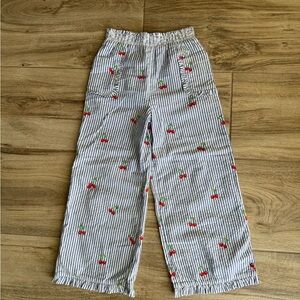 Mini Boden Blue Striped Bottoms with Cherry Design